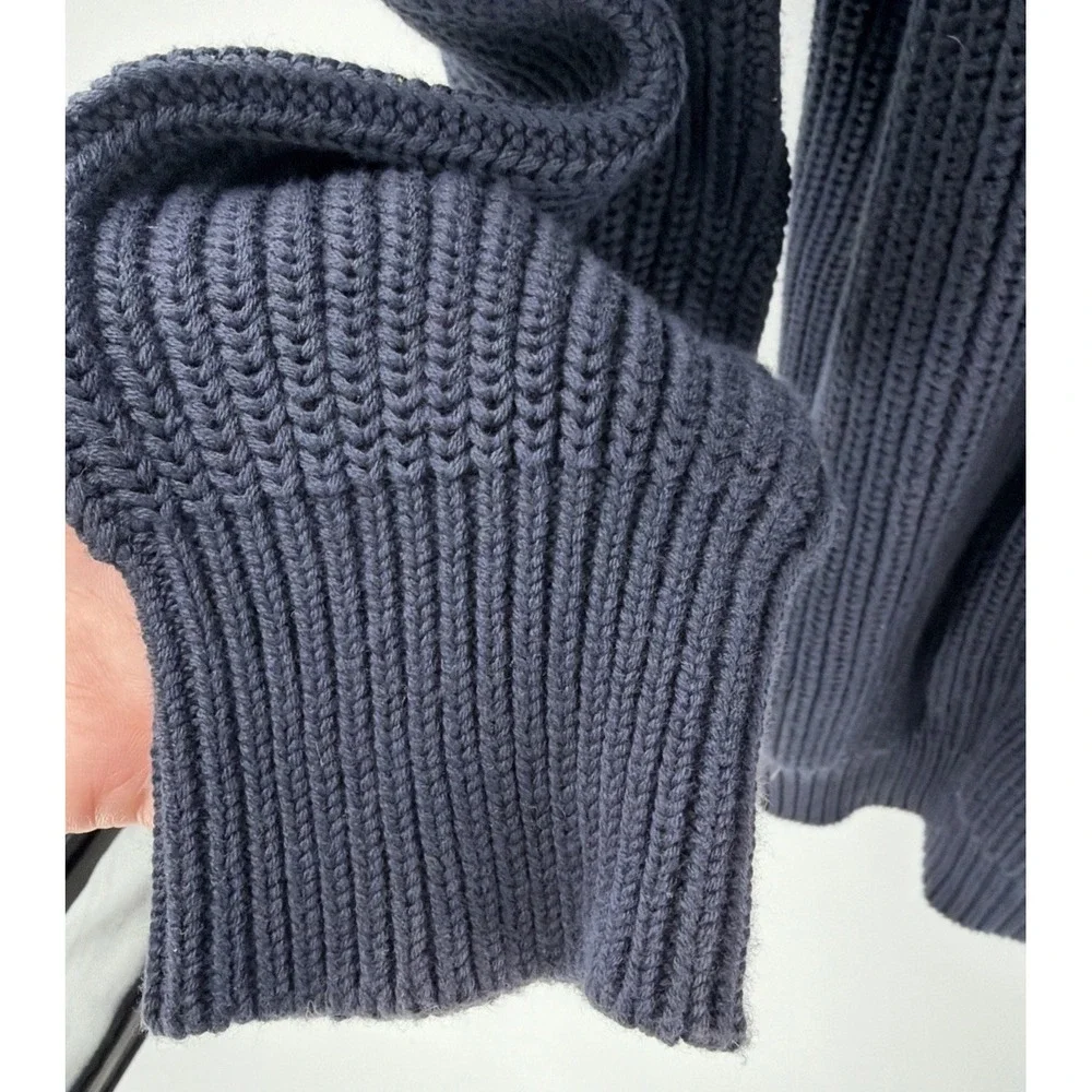 L.L. Bean Ribbed Sweater Men's XL Tall Blue Heavy Knit Cotton Crew Neck Retro